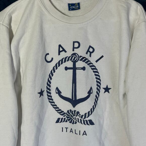 Vintage 1980s Capri Italia White Casual Crew Neck Pull Over Sweater Womans M - Picture 3 of 8
